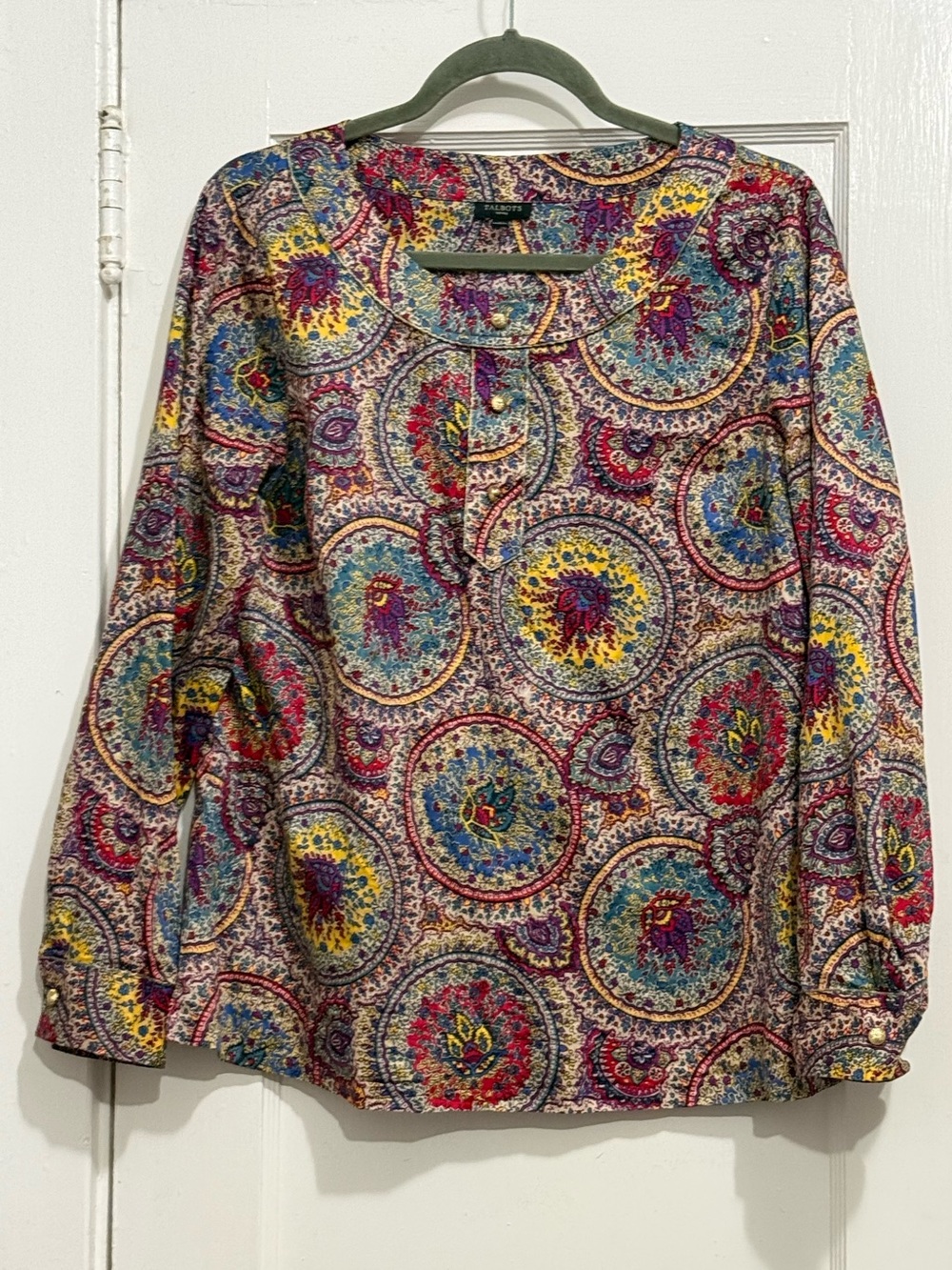 Talbots Multicolor Medallion Long-Sleeve Top